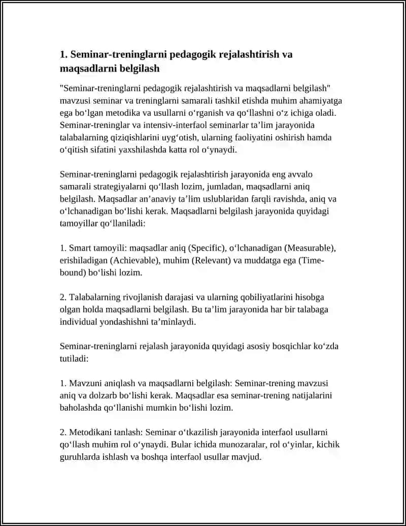 Seminar-treninglarni pedagogik rejalashtirish va maqsadlarni belgilash 3