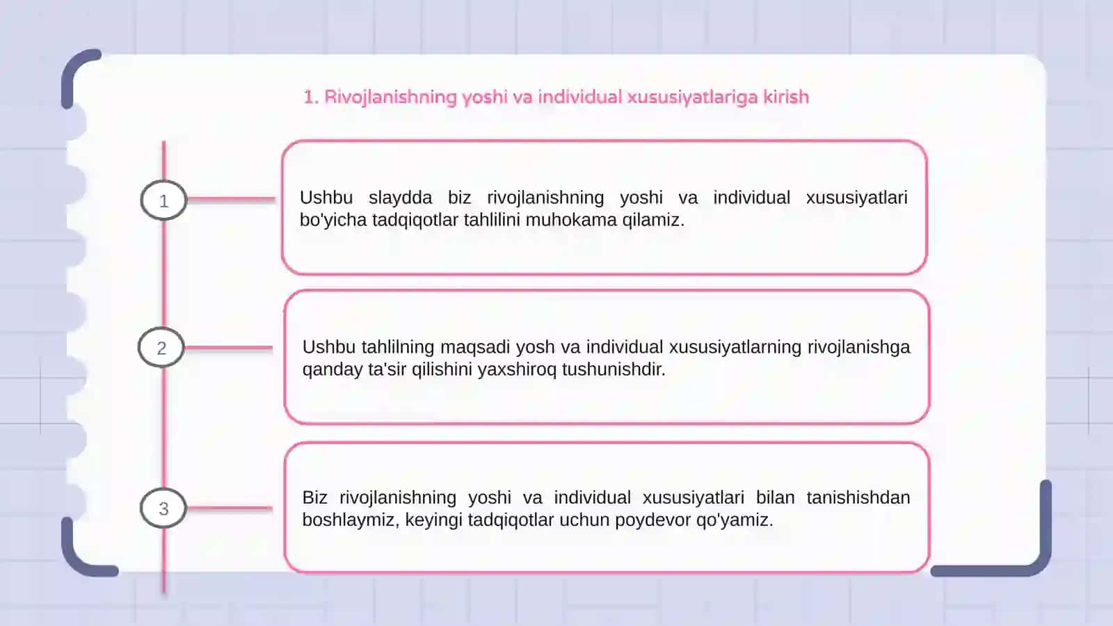 Rivojlanishning yoshga va individual xususiyatlariga oid tadqiqotlar tahlili 3