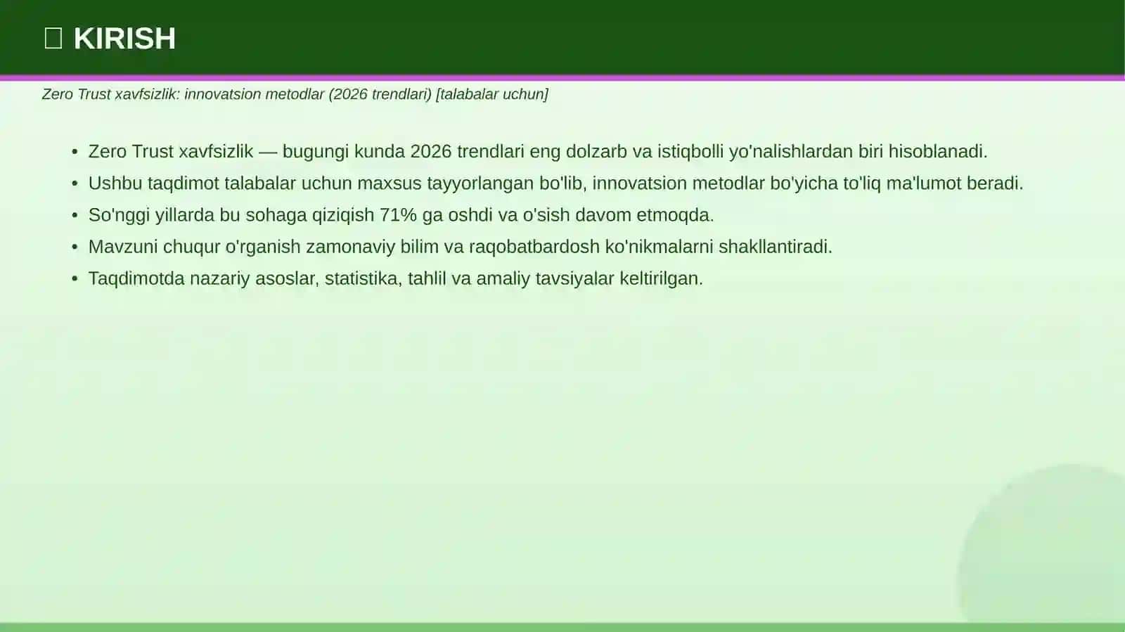 Zero Trust xavfsizlik: innovatsion metodlar (2026 trendlari) [talabalar uchun] 3