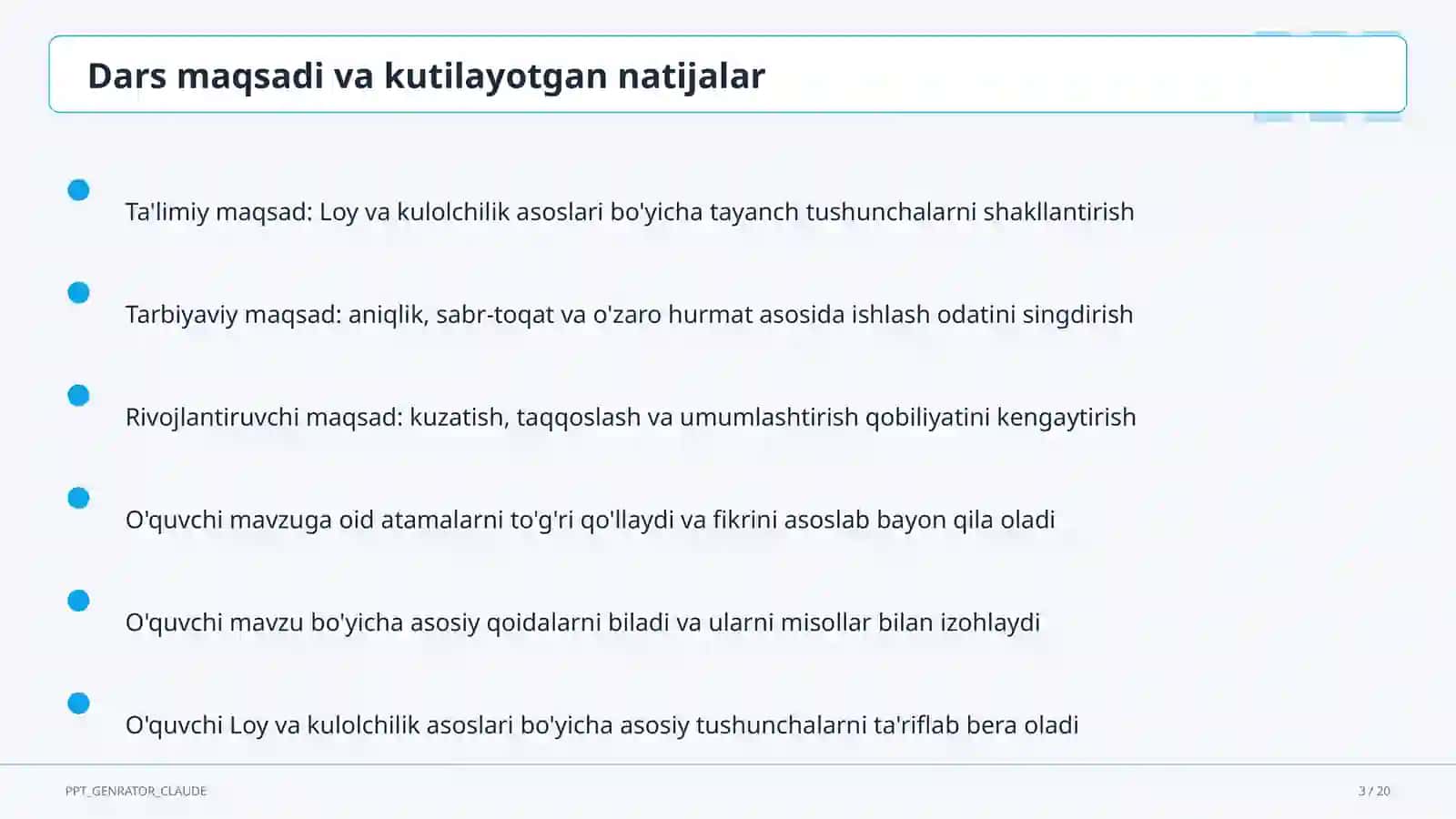 Loy va kulolchilik asoslari (4-sinf) 3