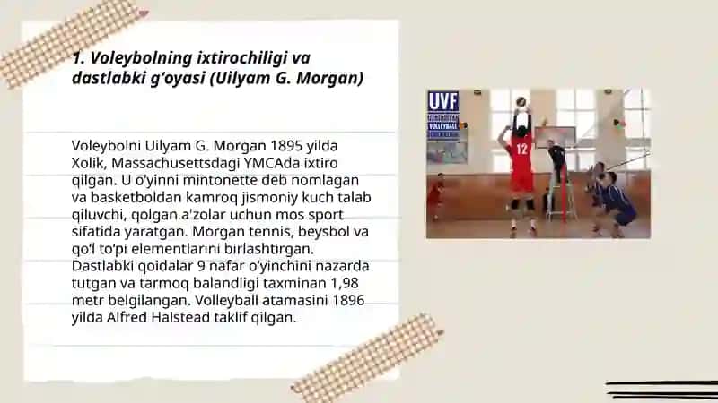 Voleybolning ixtirochiligi va dastlabki gʻoyasi (Uilyam G. Morgan) 3