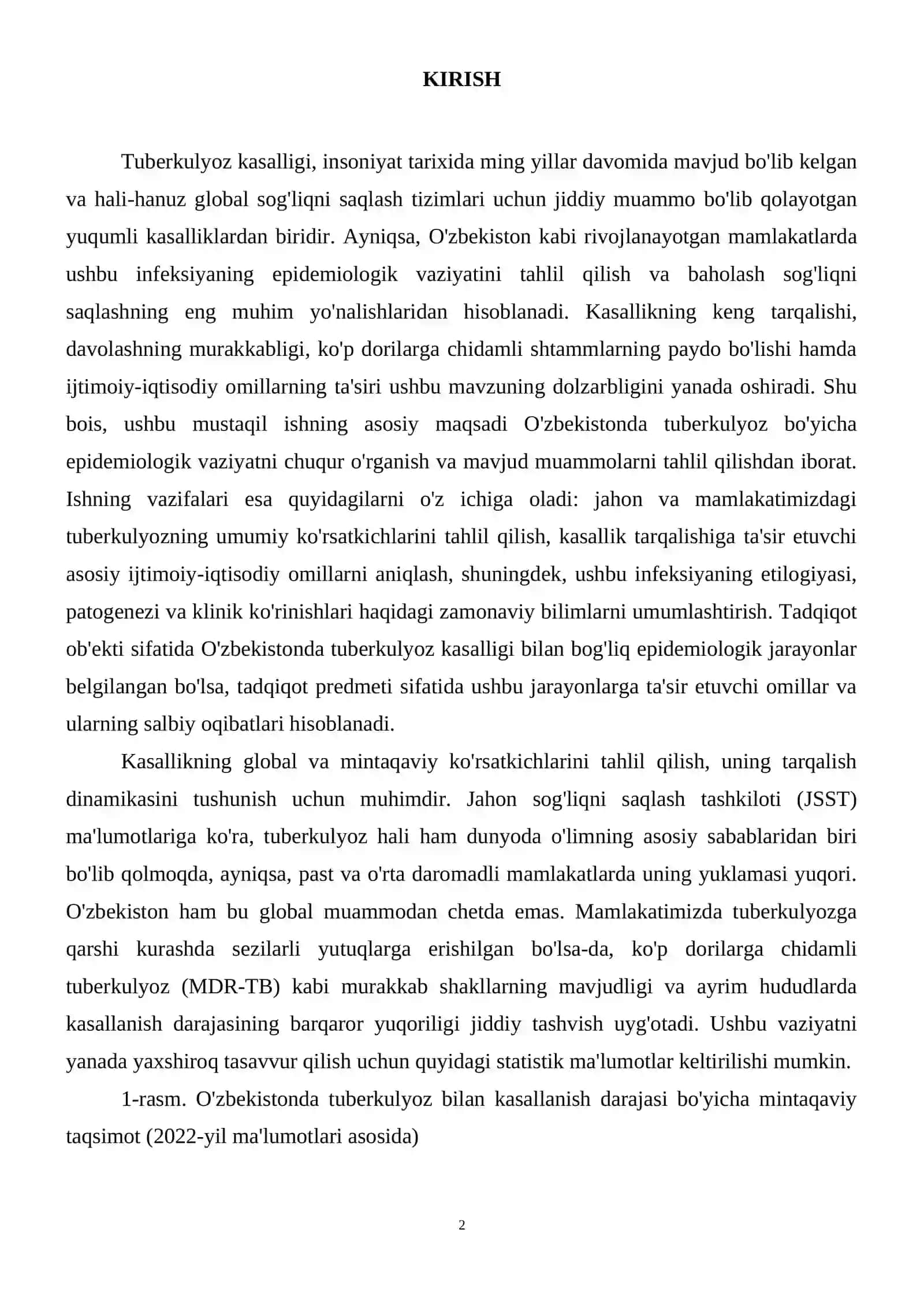 Oʻzbekistonda tuberkulyoz boʻyicha epidemiologik vaziyatni baholash 3