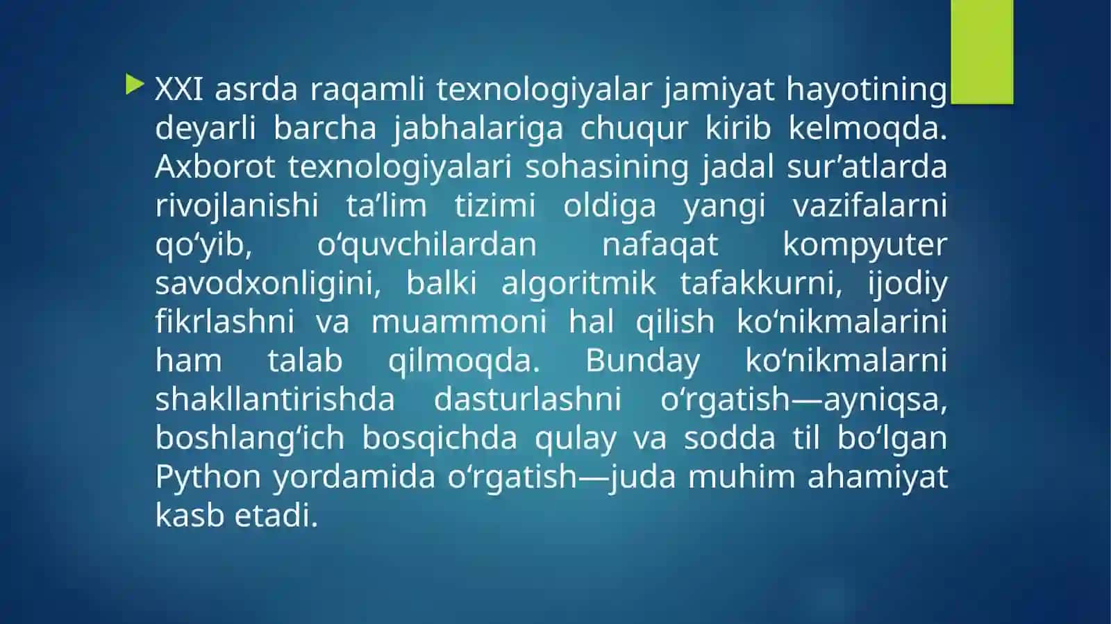 PYTHON DASTURLASH TILINI O’QITISH METODIKASI 3