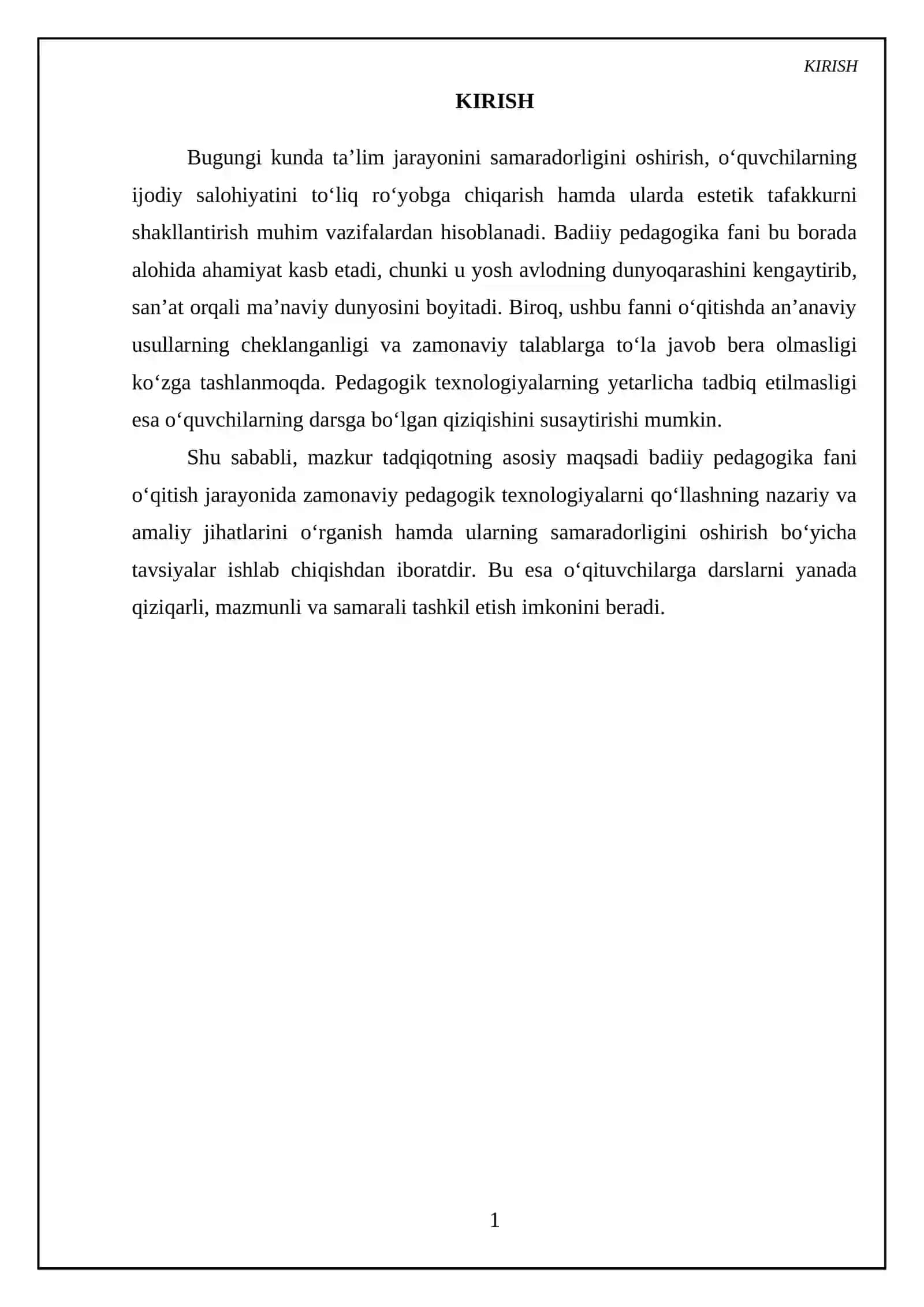 Badiiy pedagogika faniini oʻqitishda pedagogika texnologiyalaridan foydalanish 3