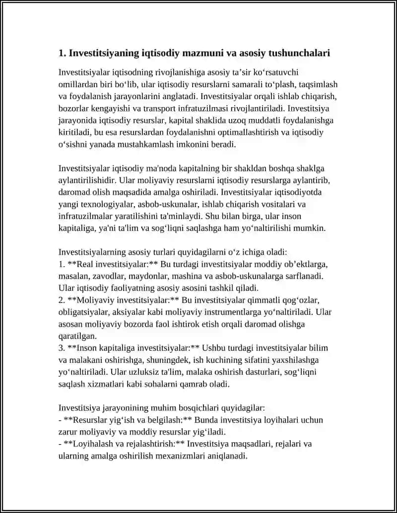 INVESTITSIYALARNING IQTISODIY MAZMUNI VA MOHIYATI 3