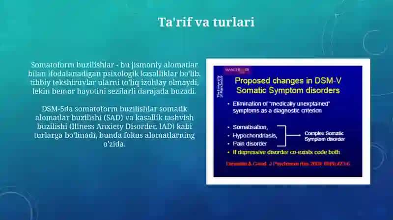 Somotoform buzilishlarining klinik ko'rinishi 3