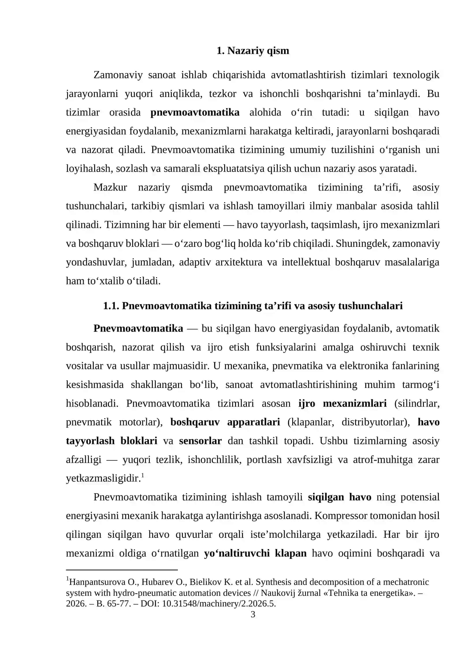 Pnevmoavtomatika tizimining umumiy tuzilishi 3