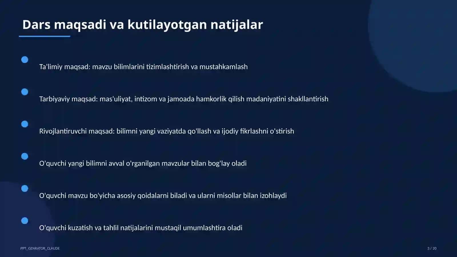 Blum taksonomiyasi va o'quv maqsadlari 3