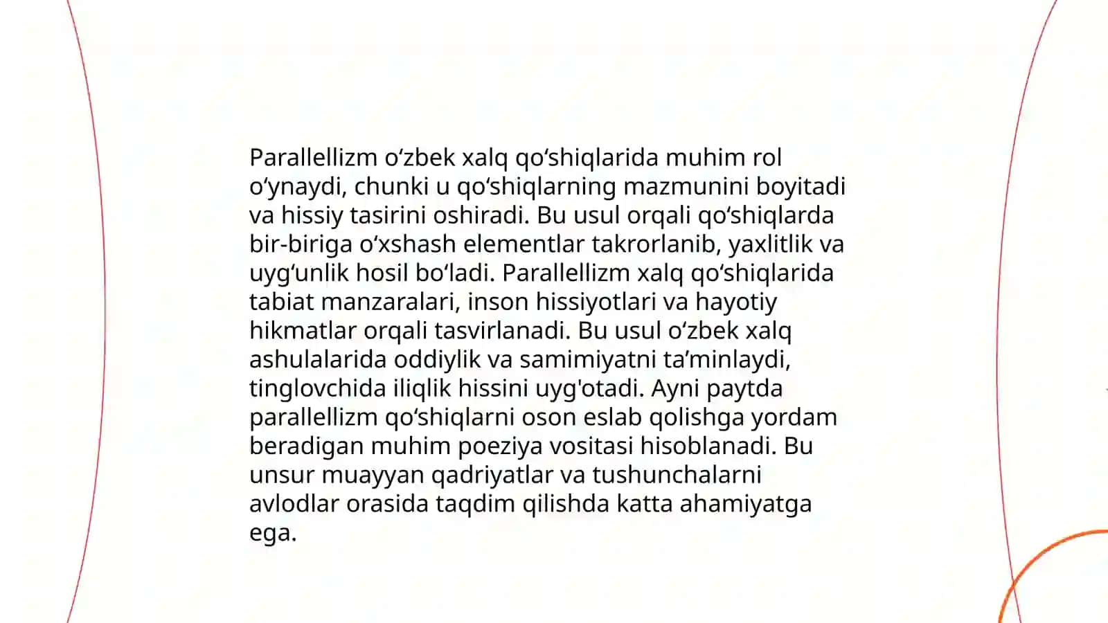Paralellizm - o‘zbek xalq qo‘shiqlarining 3
