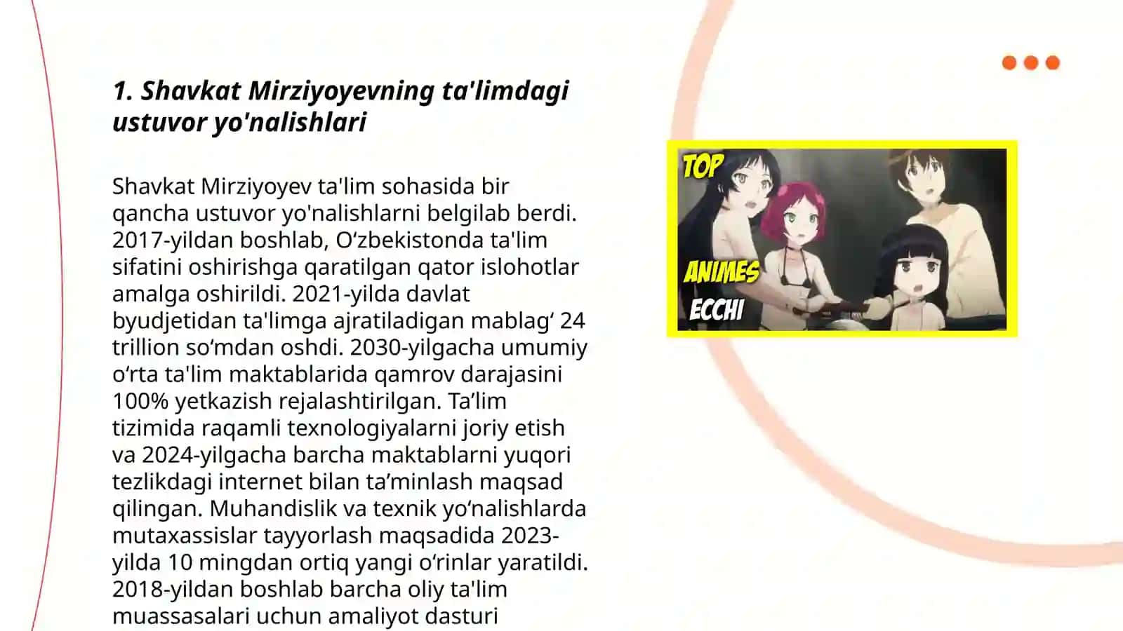 SH.M.Mirziyoyovning ta'lim-tarbiyaga oid fikirlari 3