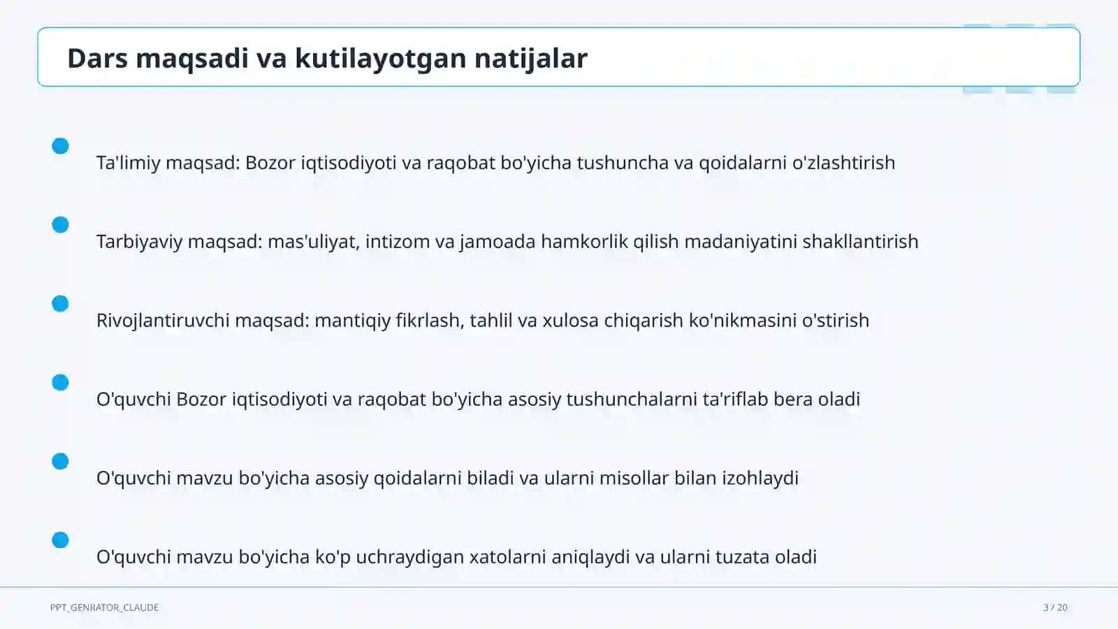 Bozor iqtisodiyoti va raqobat (10-sinf) 3