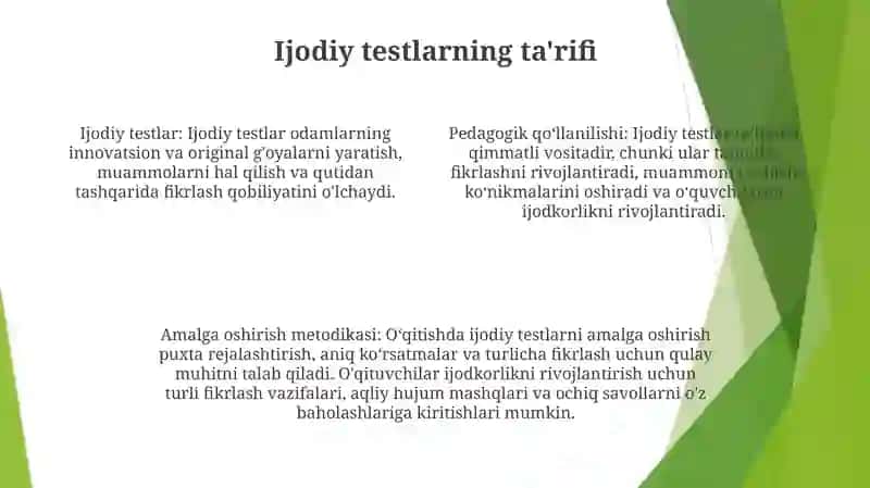 Pedagogik Va Psixologik Fanlarni OʻQitishda Ijodiy Testlardan Foydalanish Metodikasi 3