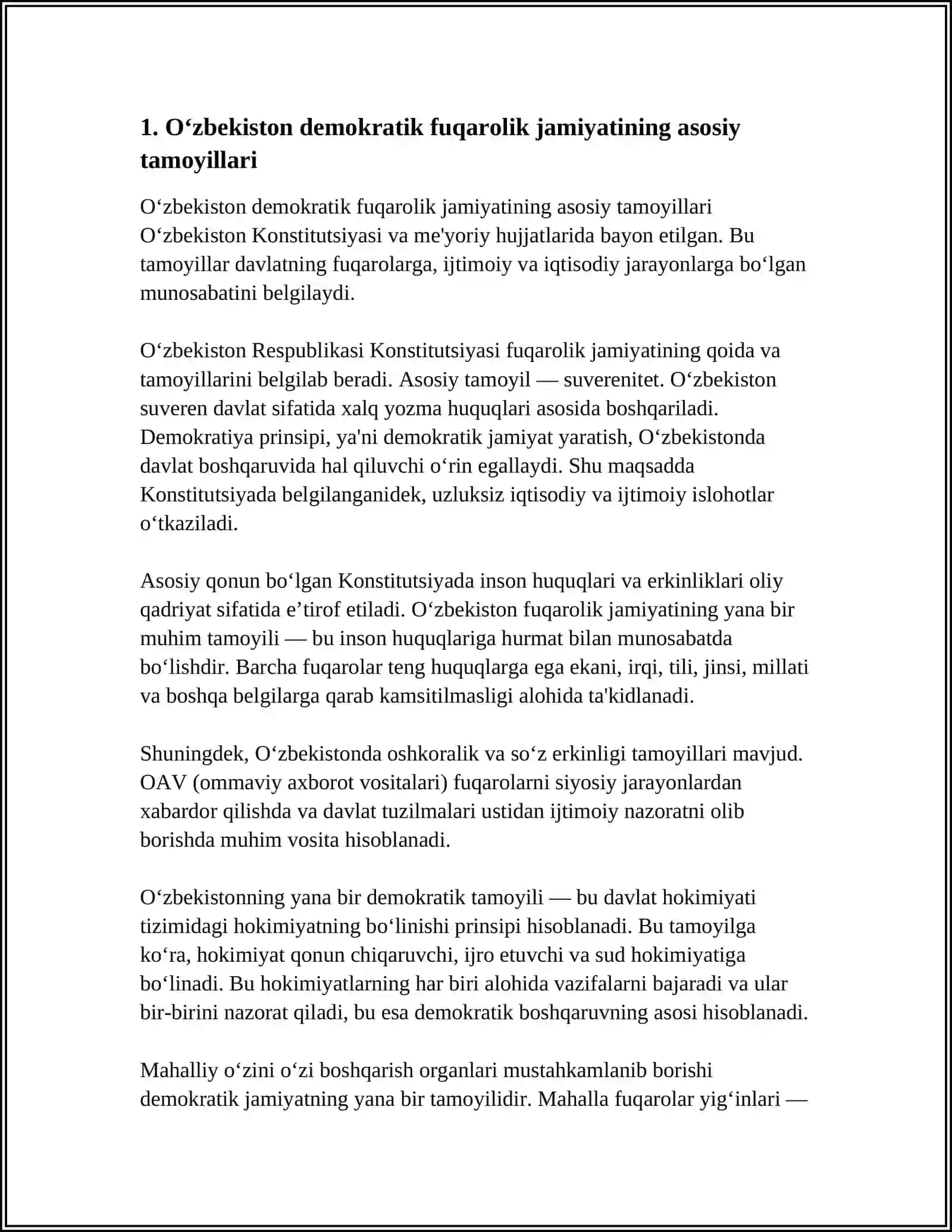 O‘zbekiston DEMOKRATIK FUQAROLIK JAMIYATI ASOSLARINING SHAKILLANISHI, AMALGA OSHIRILGAN SIYOSIY ISLOHOTLAR 3