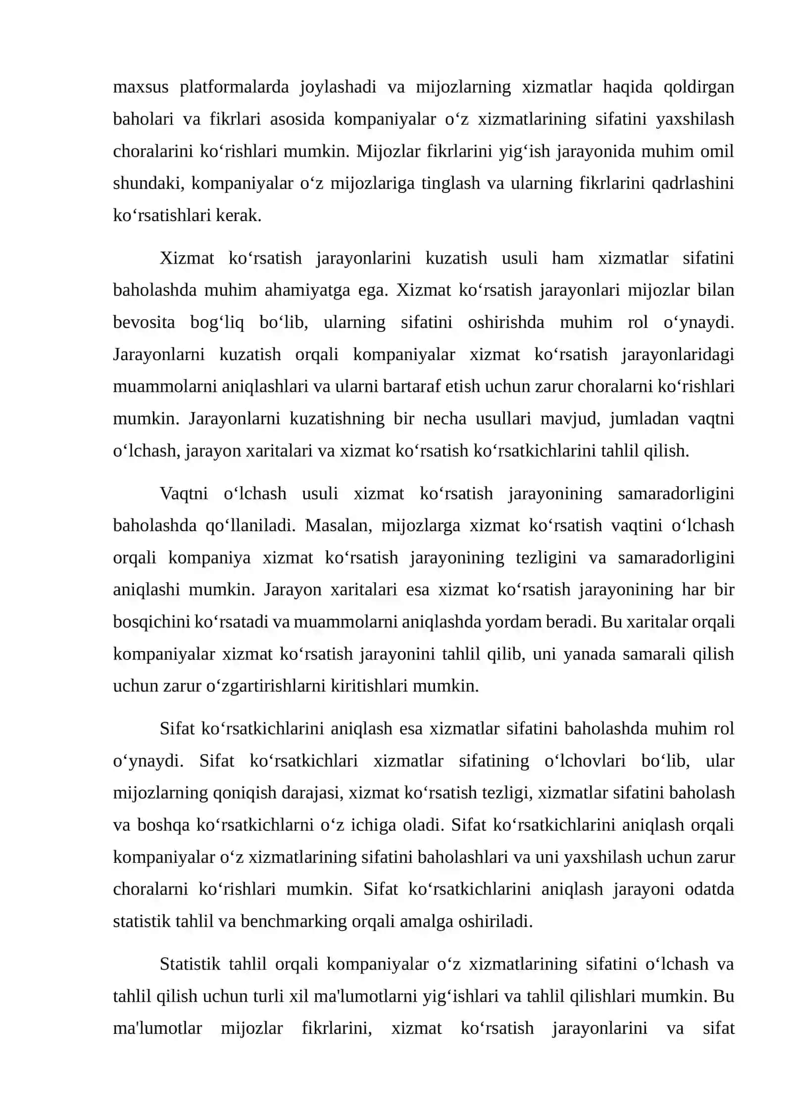 Xizmatlar sifatini oshirish tadbirlari va usullari 3