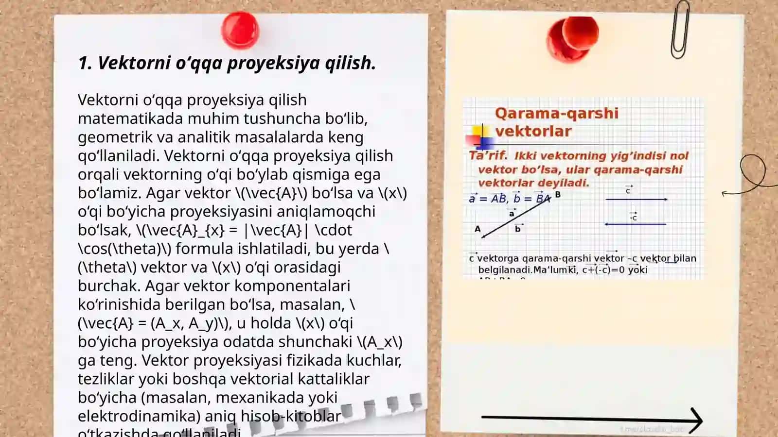 Vektorning oʻqga proyeksiyasi 3