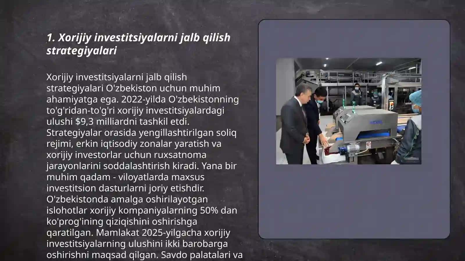 Xorijiy investitsiya ishtirokidagi qo'shma korxonalar faoliyati samaradorligini ta'minlash 3