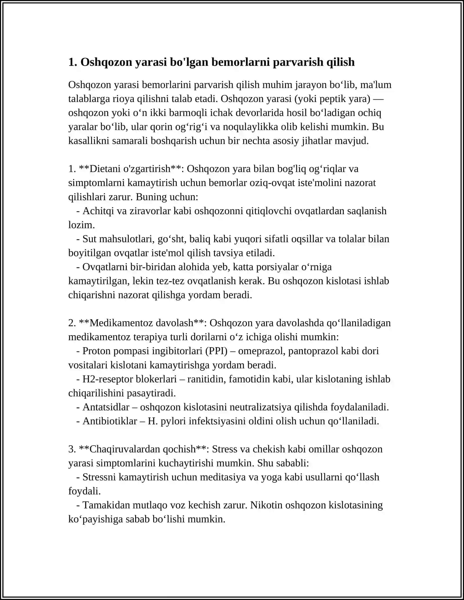 Oshqozon va Ichak Tizimi Kasalliklari Bor Bemorlarni Parvarish Qilish 3