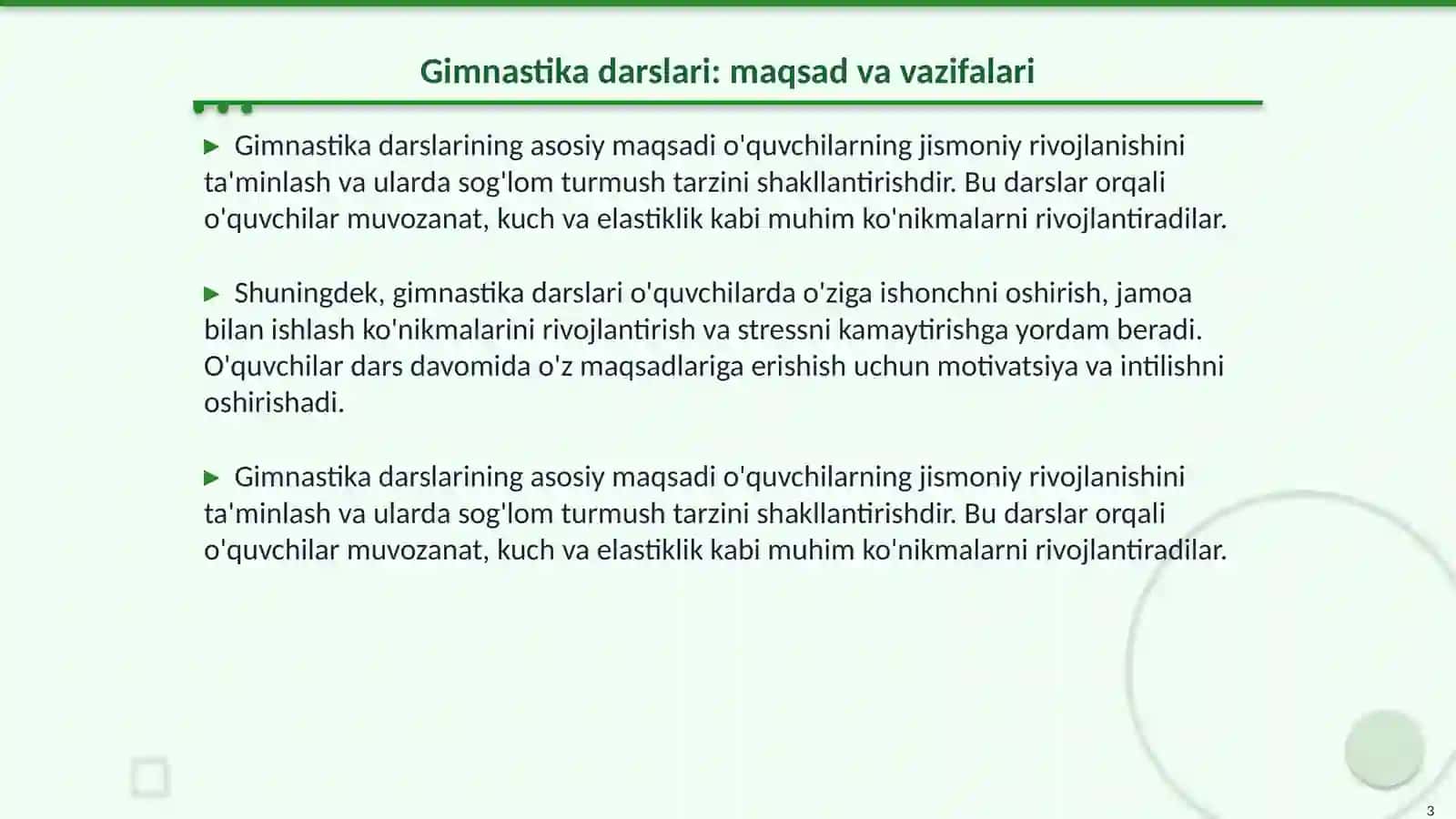 Gimnastika darslarini tashkil qilish va oʻtkazish 3