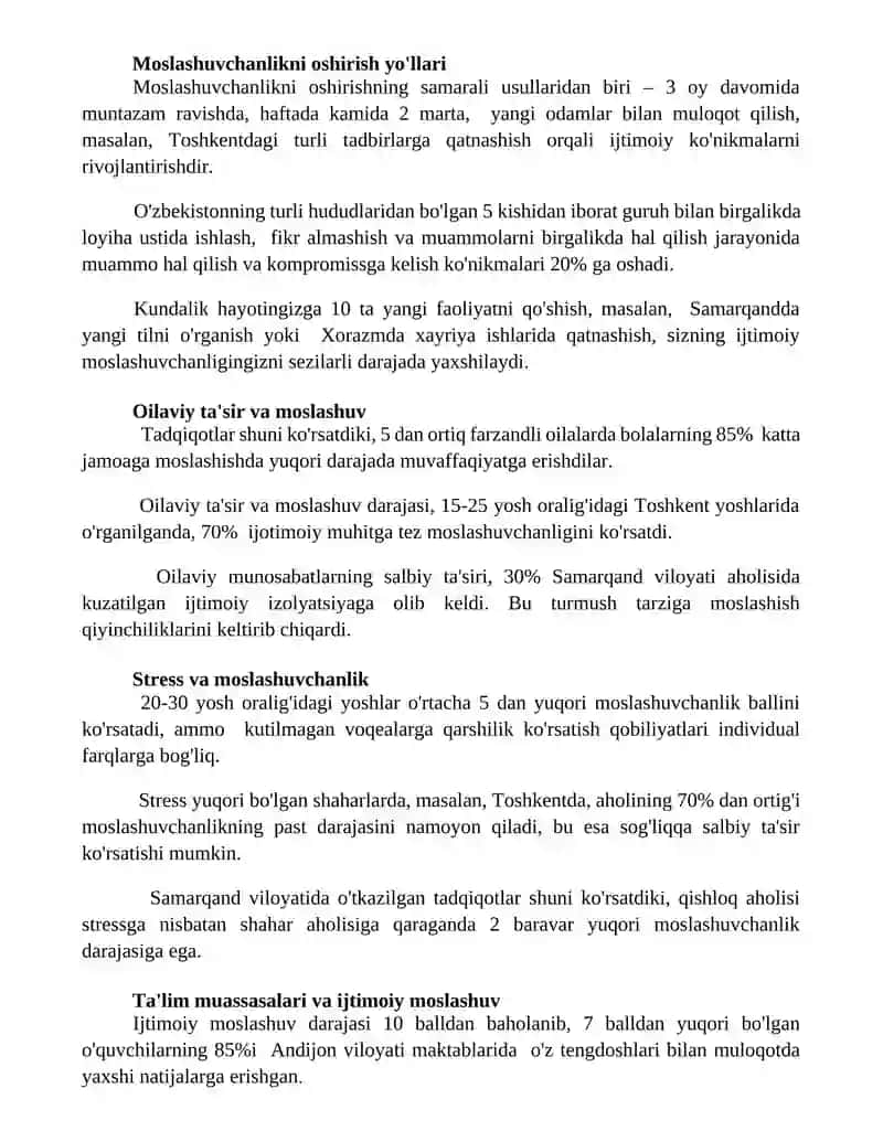 Ijtimoiy moslashuvchanlikni darajalari 3