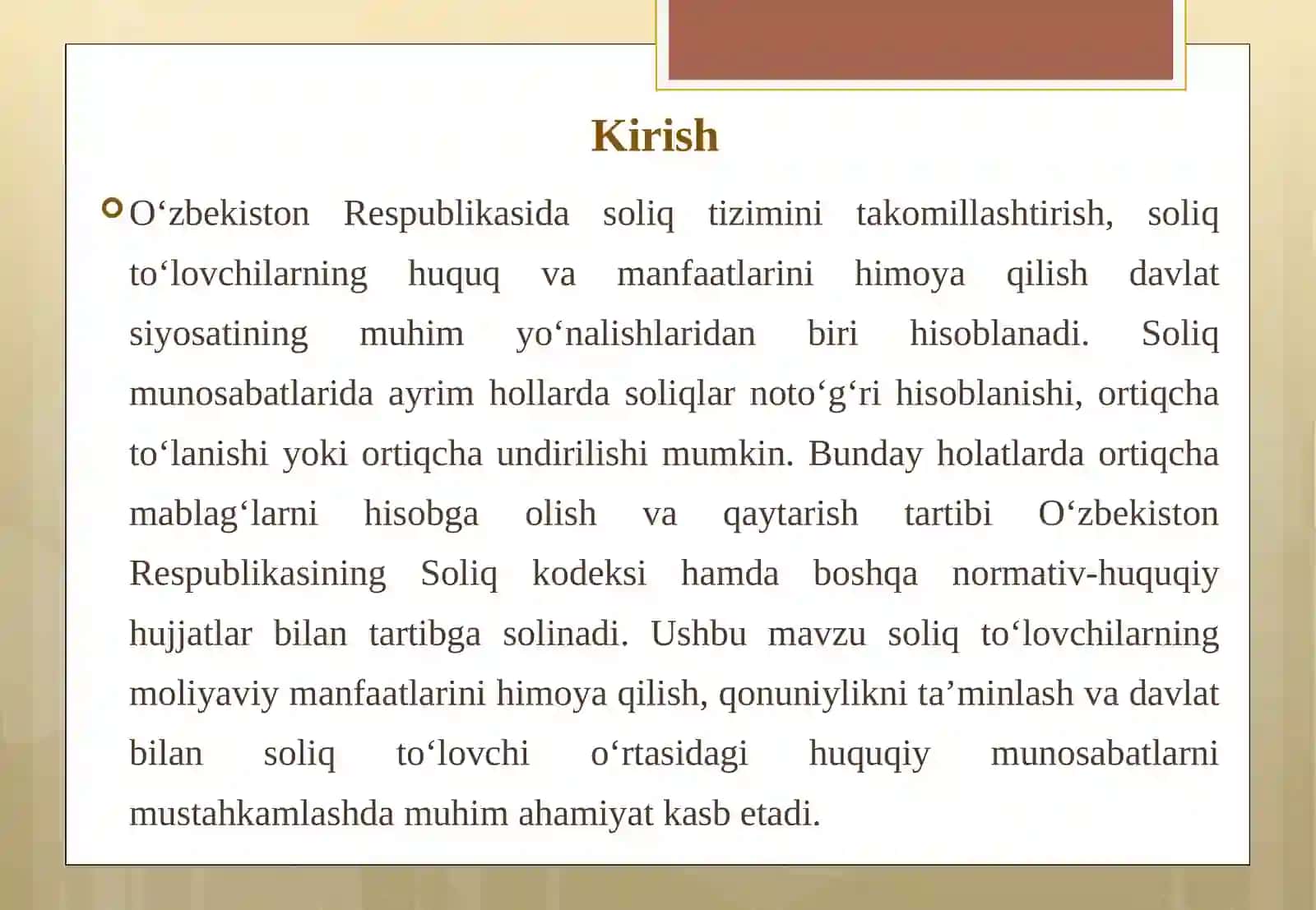 Ortiqcha to’langan va ortiqcha undirilgan soliqlarni hisobga olish hamda qaytarish. 3