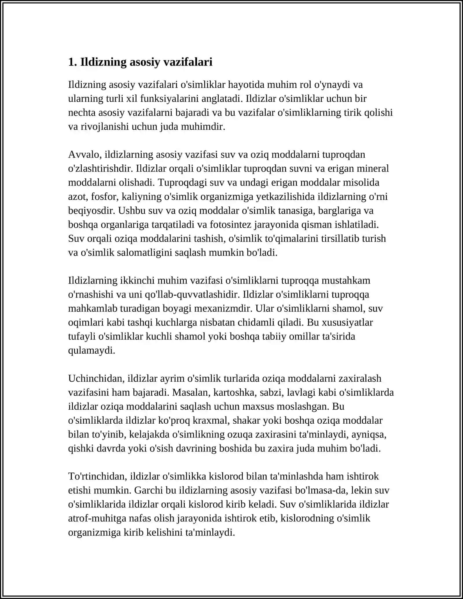 ILDIZ VA UNING VAZIFASI, ILDIZNING TYRLAR 3