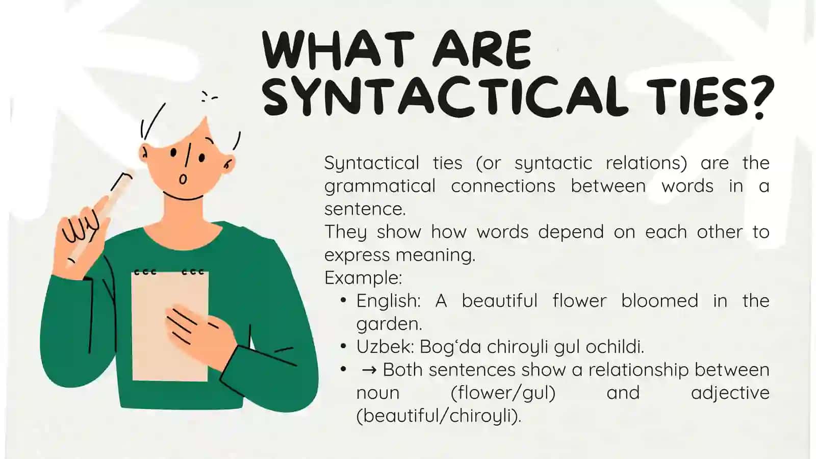 TYPOLOGY OF SYNTACTICAL TIES AND SECONDARY PARTS OF THE SENTENCE 3