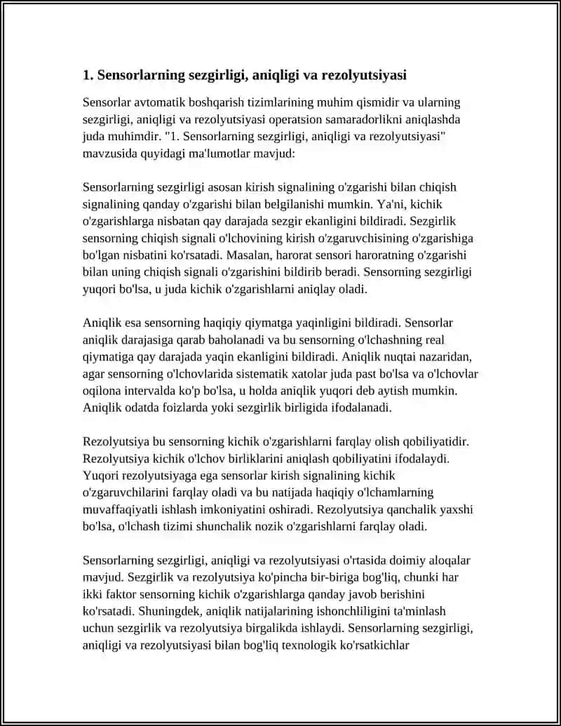 AVTOMATIK BOSHQARISH TIZIMLARINING TIPIK ZVENOLARINING XUSUSIYATLARI 3