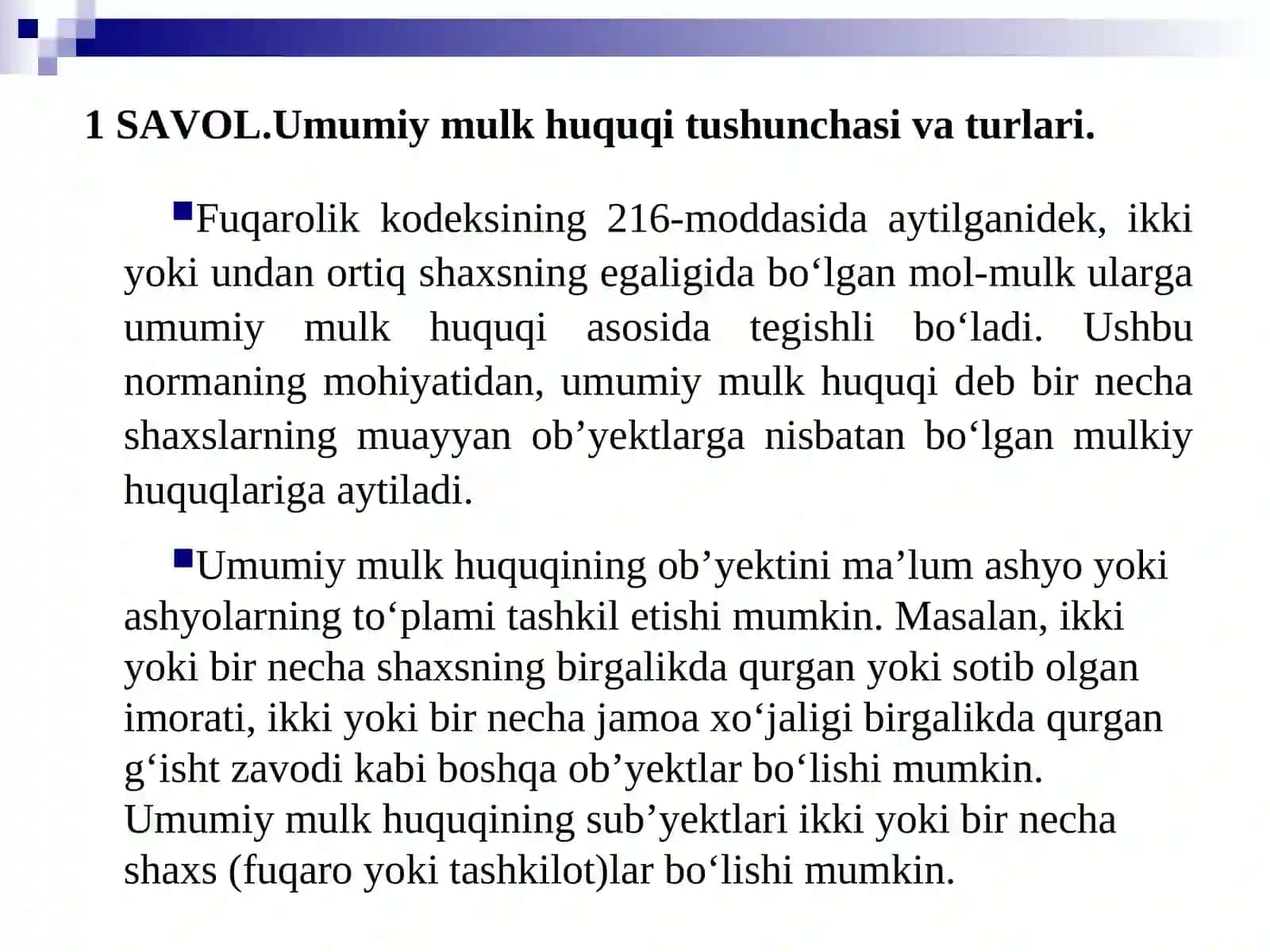 UMUMIY MULK HUQUQI 3