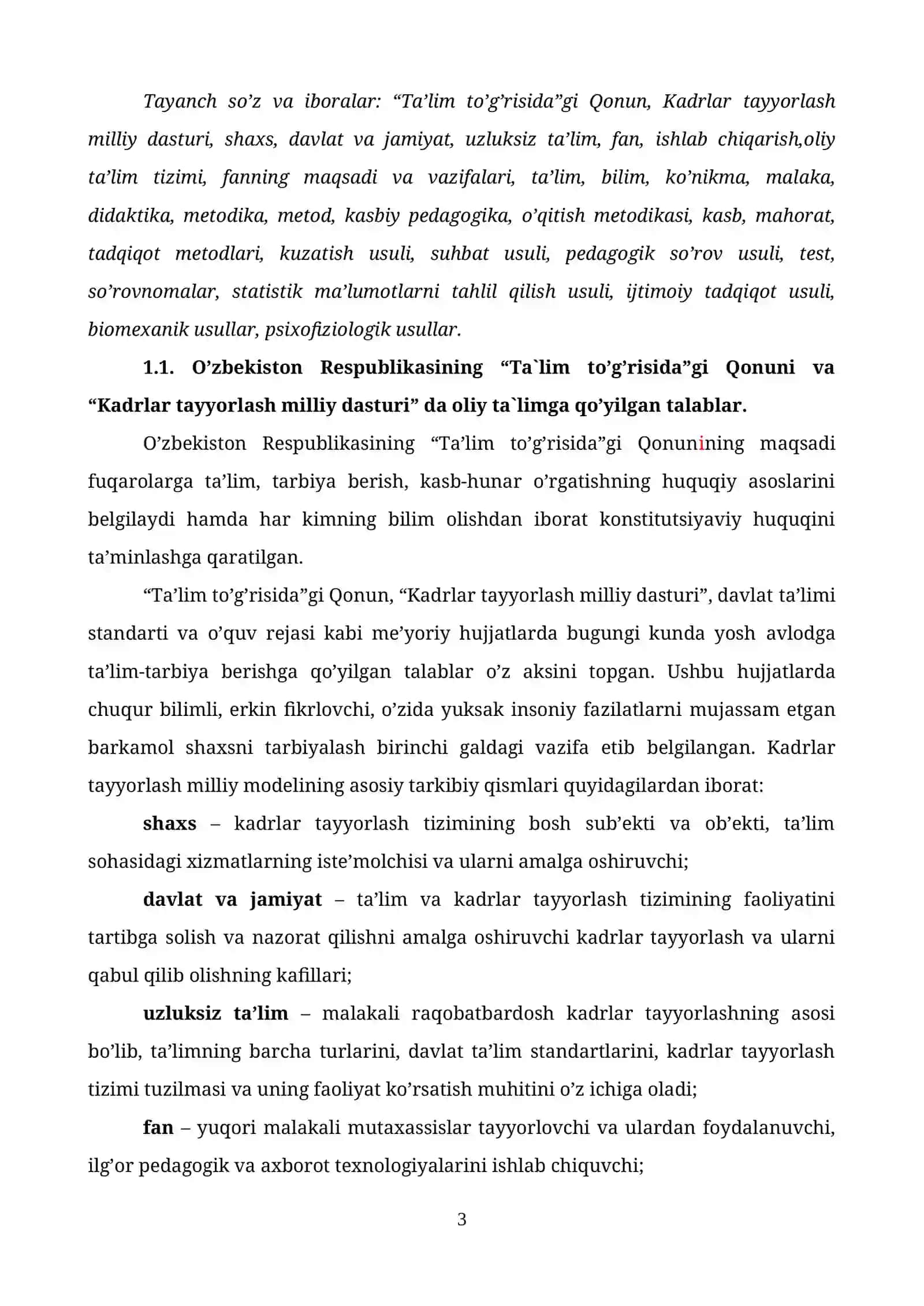 Maxsus fanlarni o’qitish metodikasi fanining maqsadi va vazifalari 3