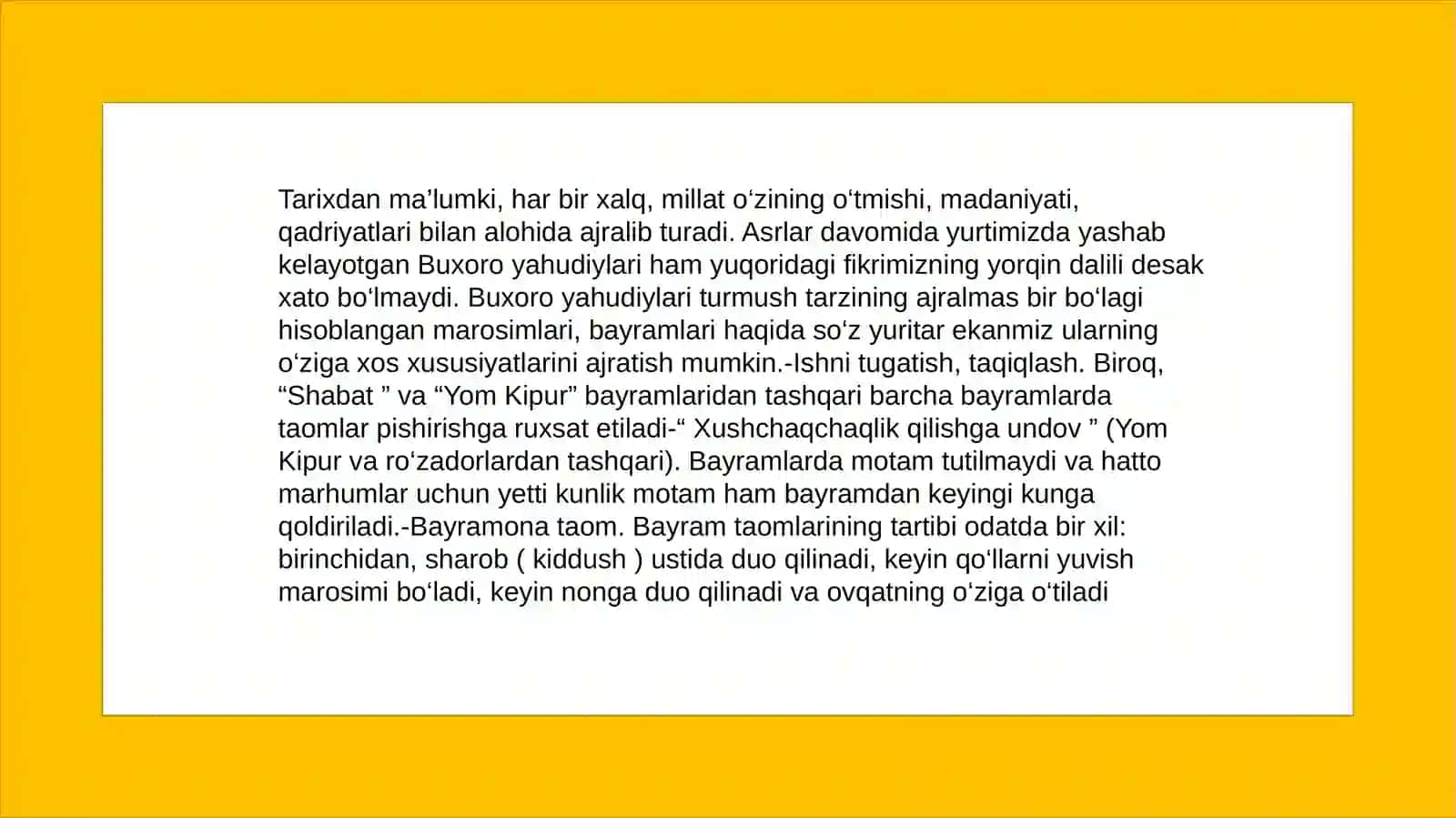 BUXORO YAHUDIYLARINING MILLIY BAYRAM VA MAROSIMLARI 3
