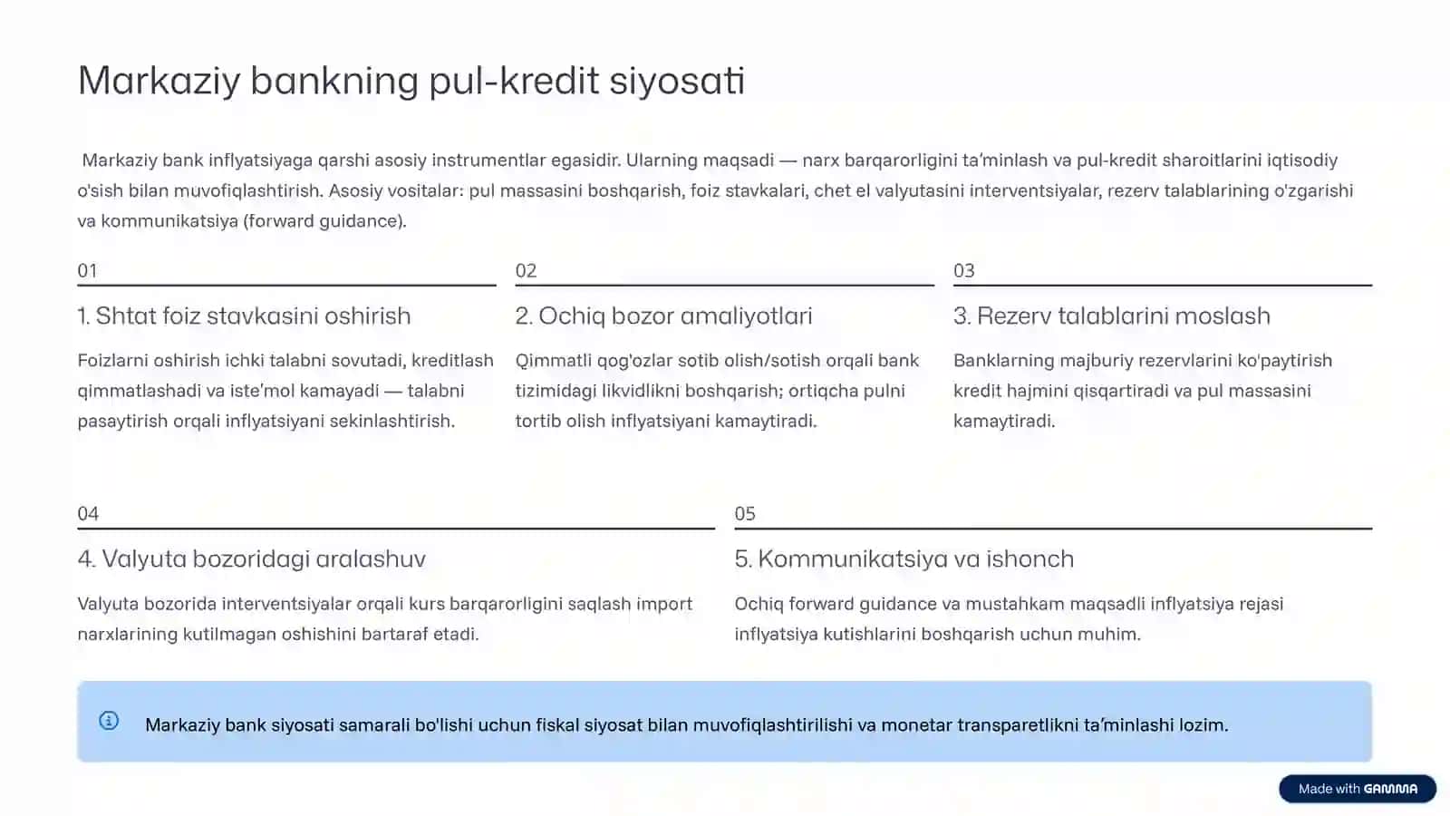 Inflyatsiyaga qarshi samarali siyosatlar 3