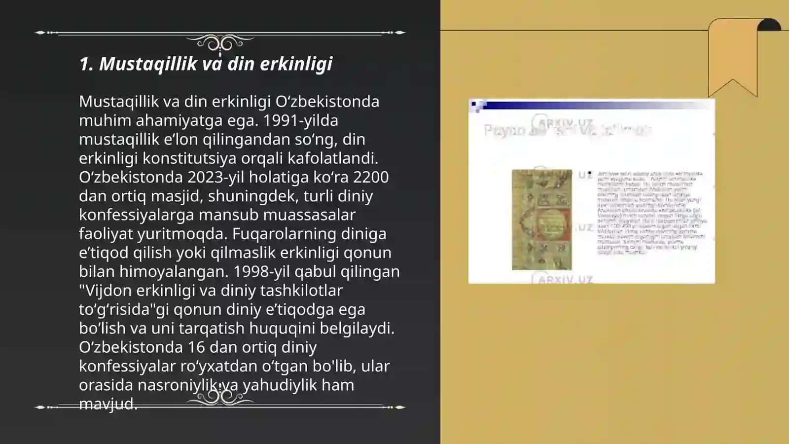 Mustaqillik yillarida islom dini va islomiy qadriyatlarning tiklanishi 3