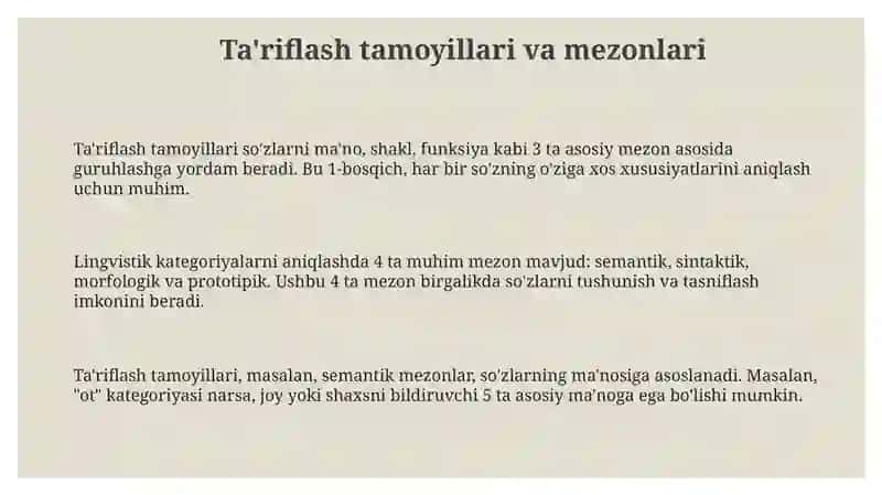 So`zlarni turkumlarga ajratish tamoyillari 3
