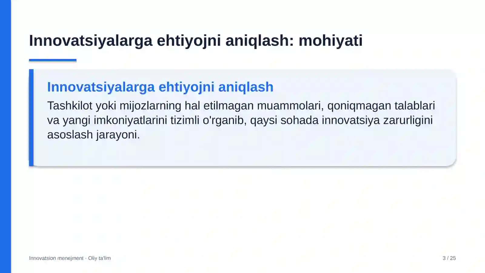 sug'urta kompaniyalarida innovatsiyalarga bo'lgan ehtiyojni aniqlash 6819 3