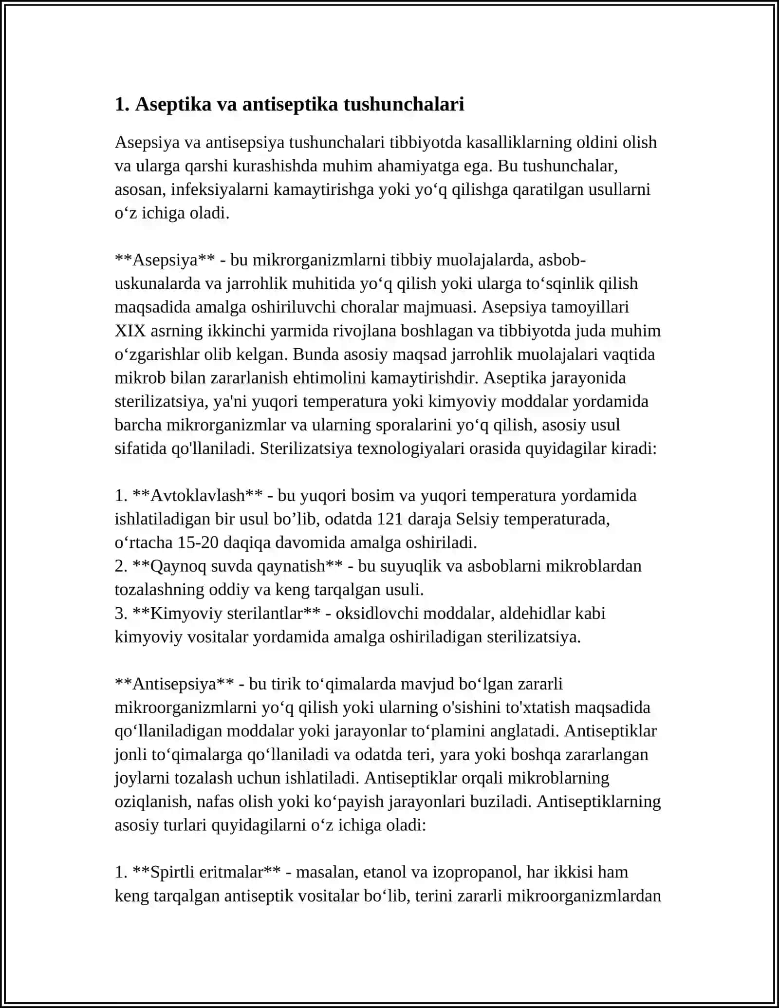 ASEPTIKA VA ANTISEPTIKA TAMOYILLARI.QO‘LLAR GIGIYENASI 3