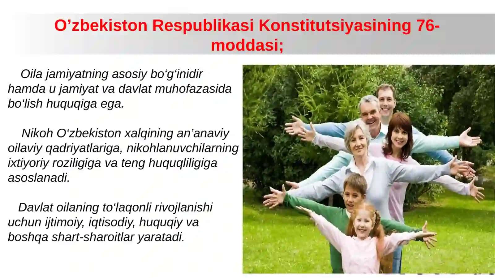 YANGI TAXRIRDAGI O’ZBEKISTON RESPOBLIKASI KONISITUTSIYASI FANIDAN TAYORLAGAN TAQTIMOTI 3