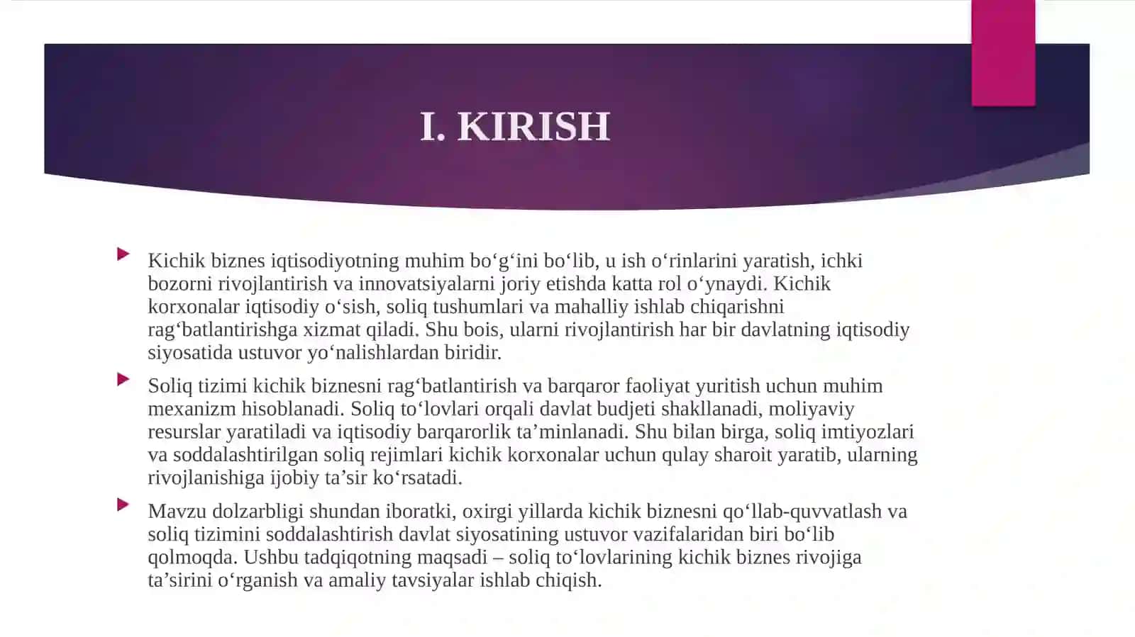 KICHIK BIZNESNI RIVOJLANTIRISHDA SOLIQ TO'LOVLARINING AHAMIYATI 3