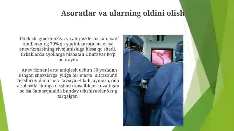 Umumiy uyqu arteriyasi anevrizmalari va ularda operatsiyalar texnikasi 3
