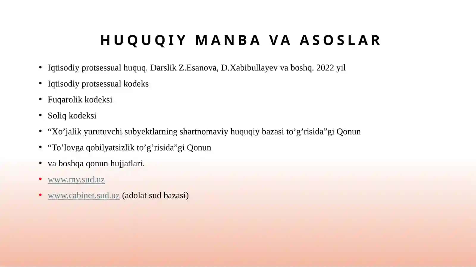 Iqtisodiy protsessual huquqiga kirish.  Iqtisodiy ishlarning sudga taalluqliligi va sudlovga tegishliligi 3
