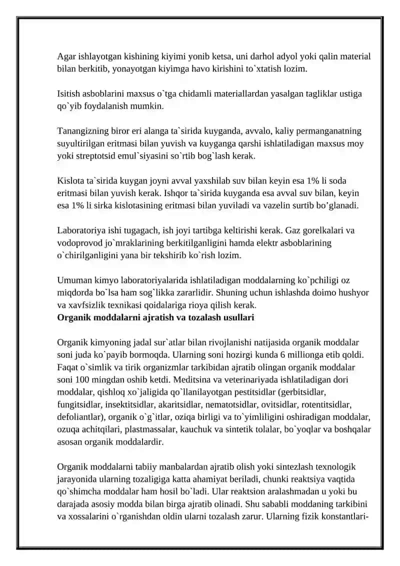 Organik moddalarni sifati jixatidan tadqiq qilish 3