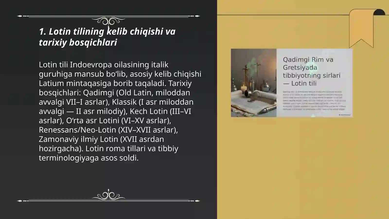Lotin til va tibbiy termenologiyaga kirish lotin til tarixi 3