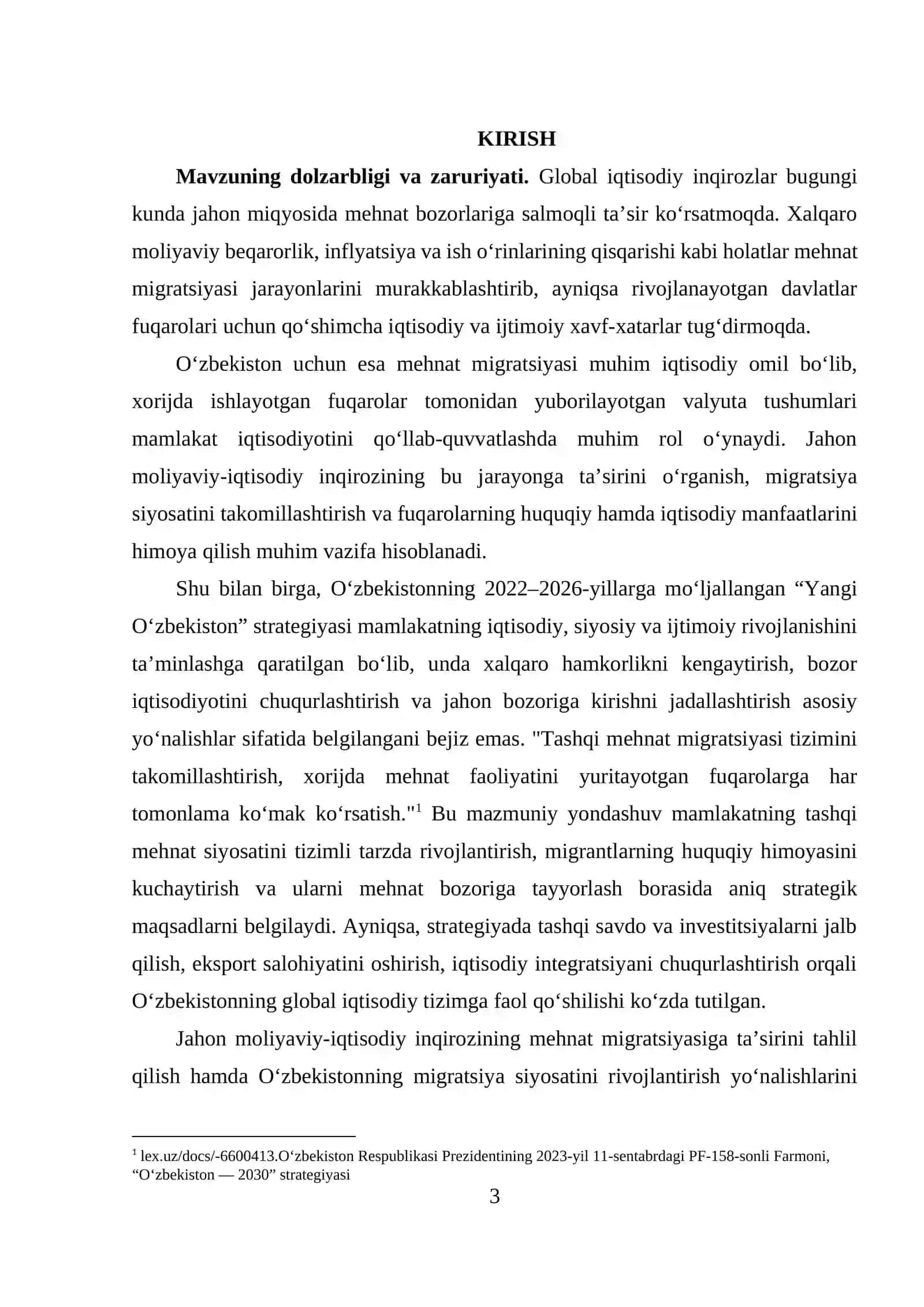 JAHON MOLIYAVIY-IQTISODI INQIROZINING MEHNAT MIGRATSIYASIGA TA’SIRI VA UNI TARTIBGA SOLISH TIZIMINI TAKOMILLASHTIRISH 3