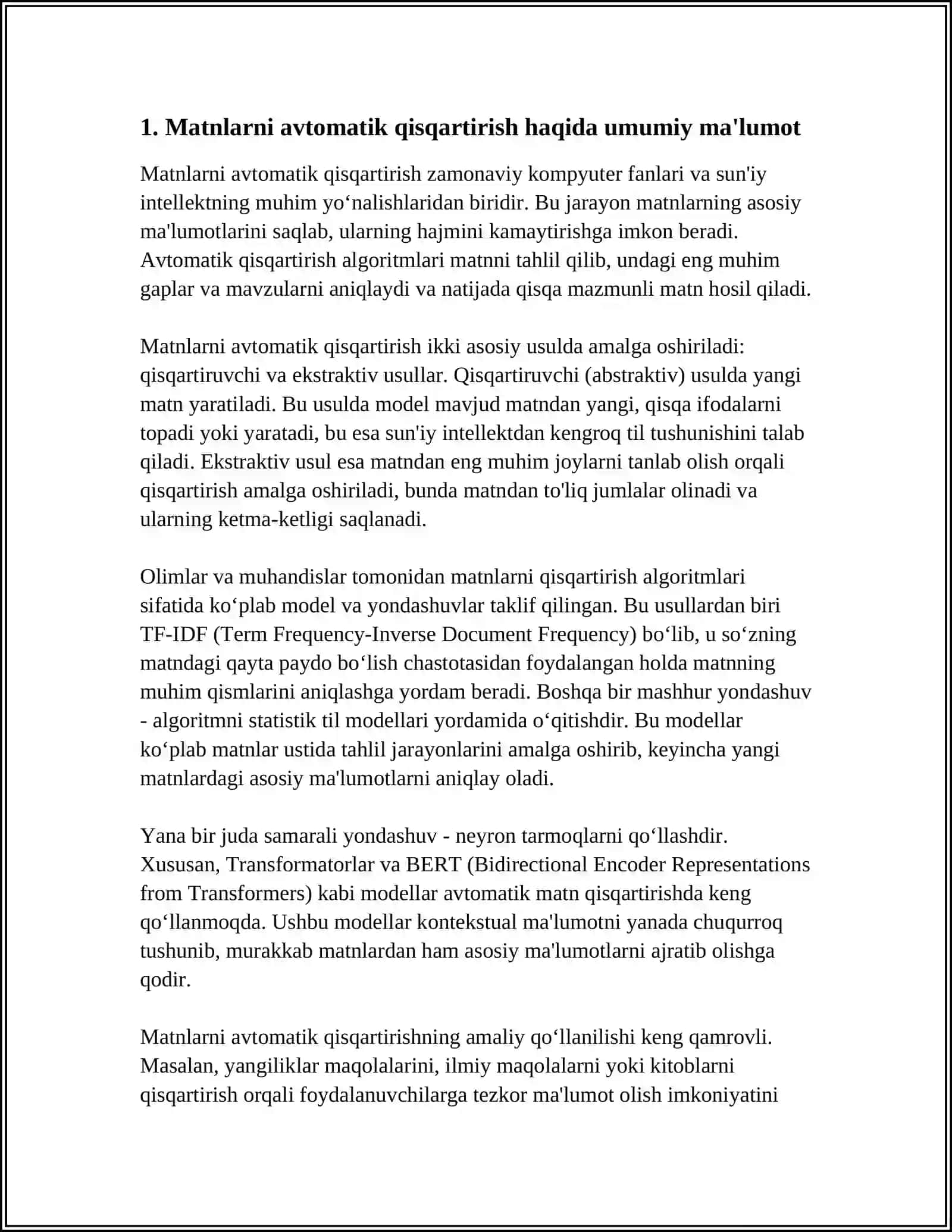MATNLARNI AVTOMATIK QISQARTIRISH 3