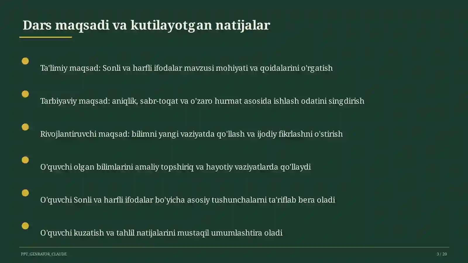 Sonli va harfli ifodalar (5-sinf) 3