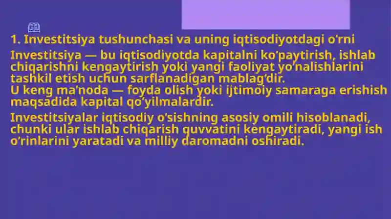 Investitsiyalar Statistikasi va Tarmoqlar Bo‘yicha Taqsimoti 3