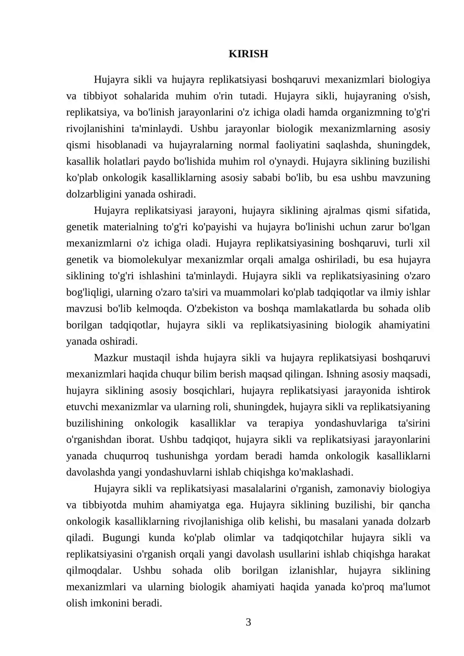 Hujayra sikli va hujayra replikatsiyasi boshqaruvi mexanizmlari 3