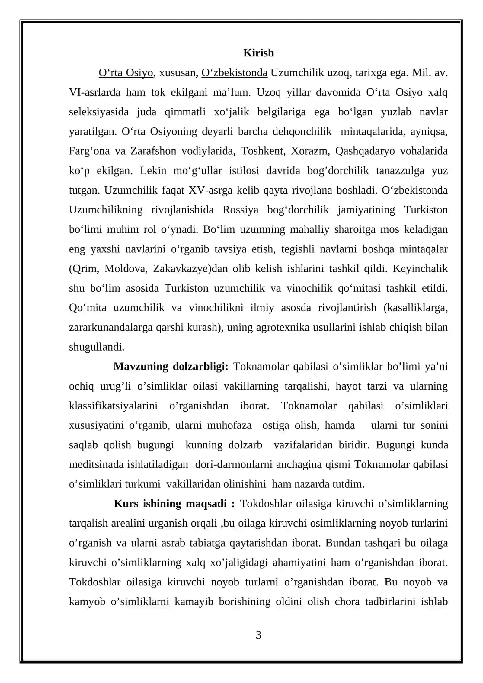 “TOKNAMOLAR QABILASI” KURS ISHI 3