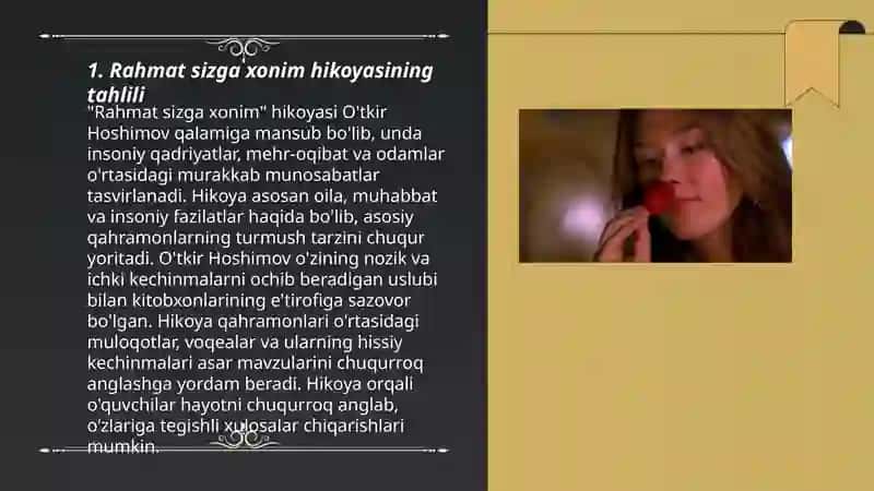 Xonim hikoyasi matni ustida ishlash mavzusini interaktiv metodlar asosida tushuntirish 3