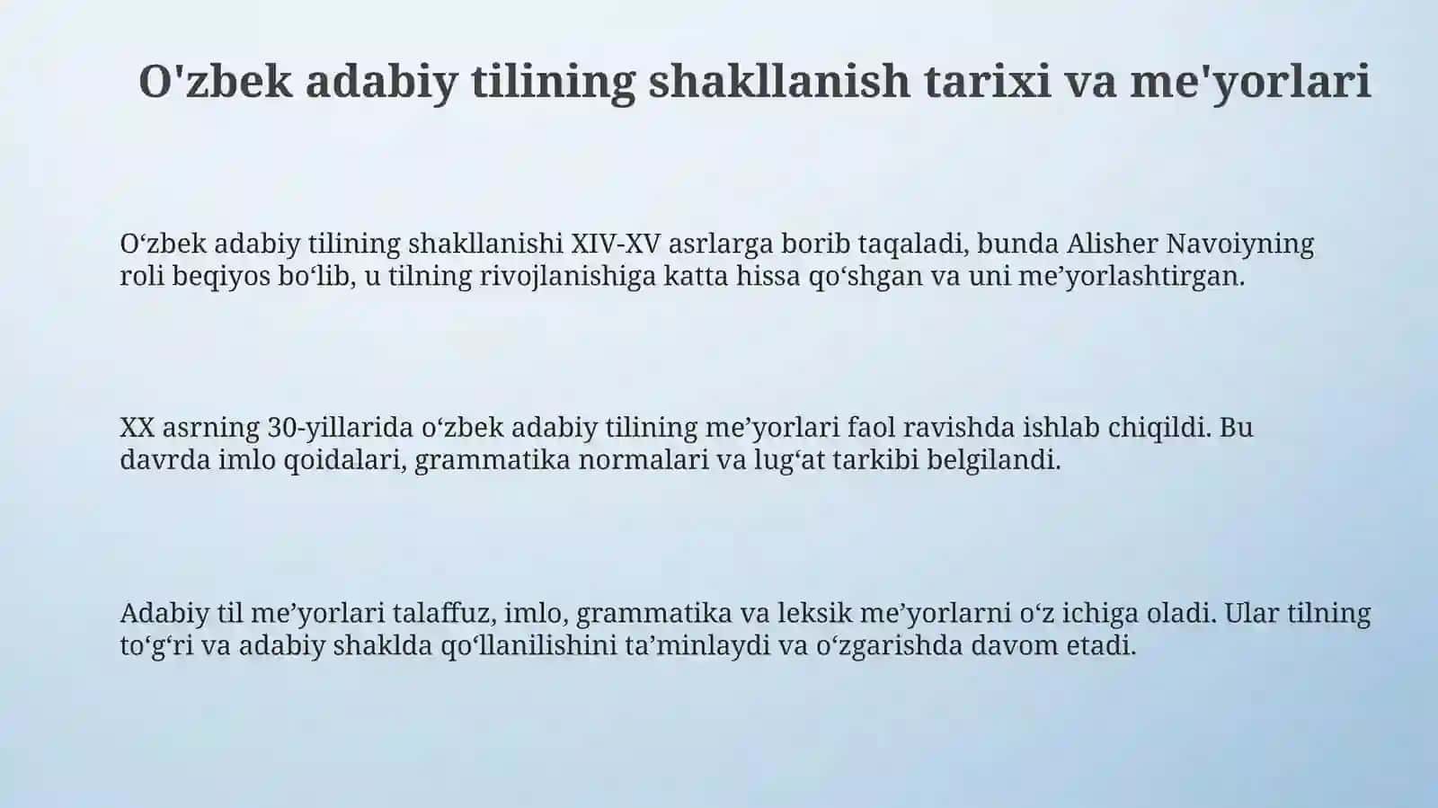 O'zbektilining adabiy til me'yorlari 3