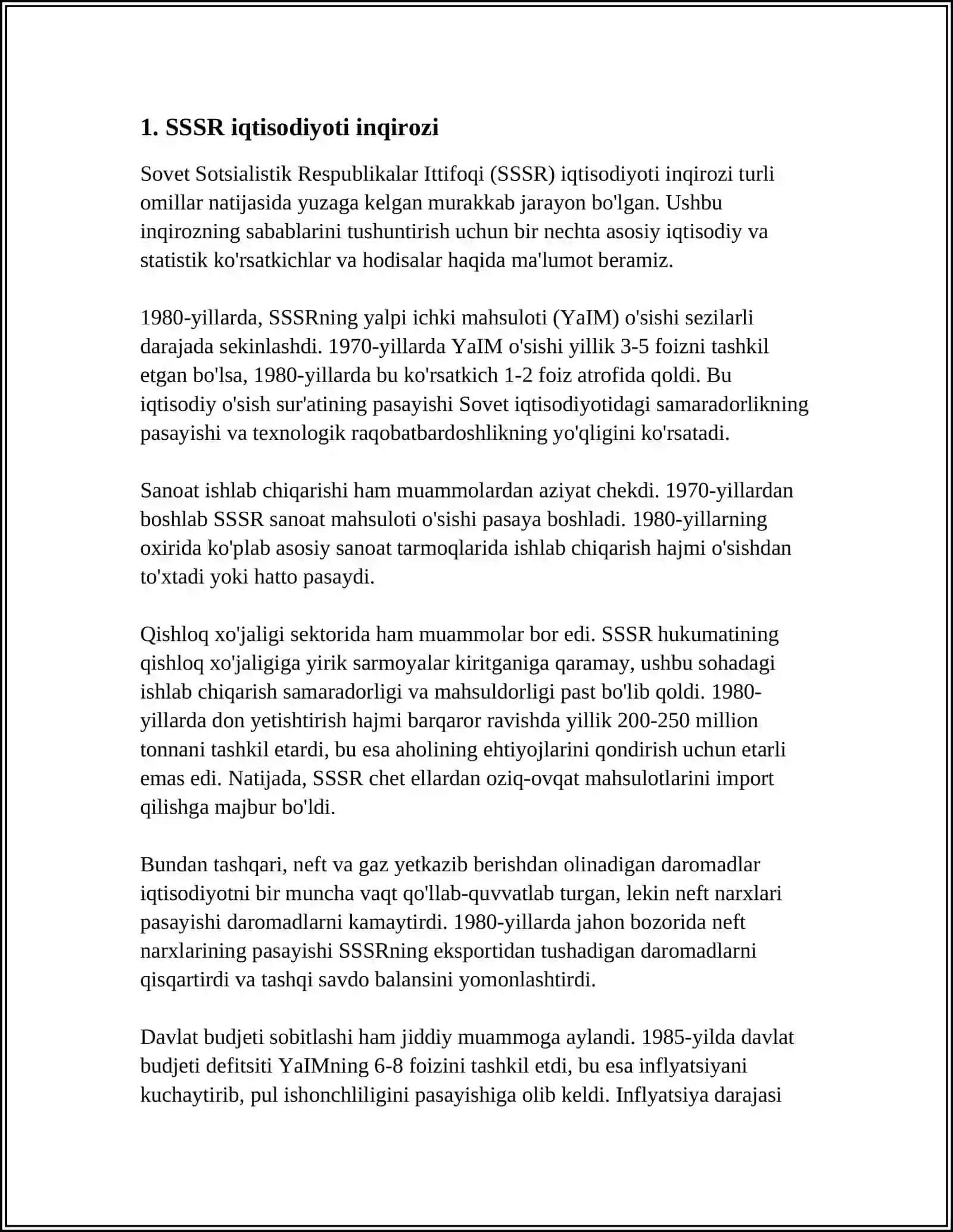 SOVET DAVLATINING TANAZZULGA YUZ TUTISHI 3